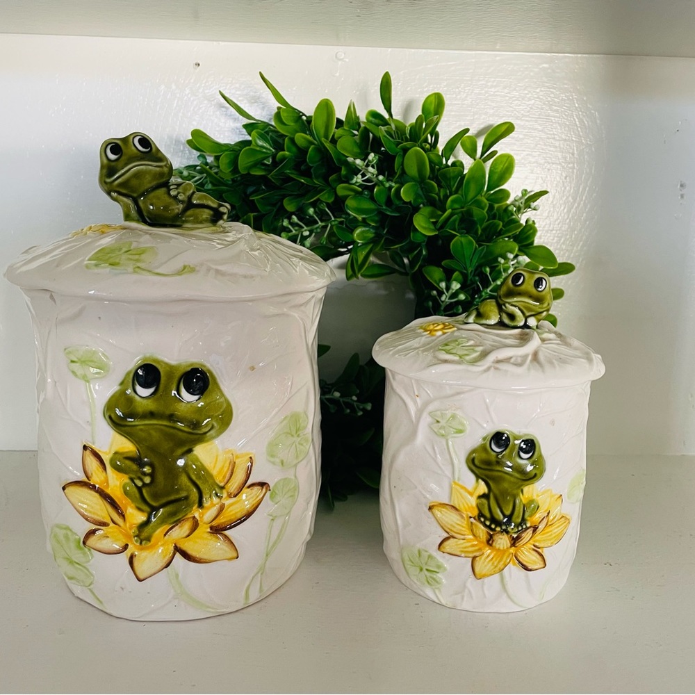 Vintage 70’s Sears Neil The Frog Canister Set